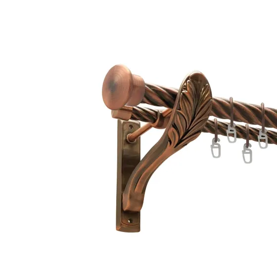 Карниз Orvit Дуо металевий дворядний ретро скручена труба кільце металеве Мідь 25\19 мм 240 см (00-00021801) Львов