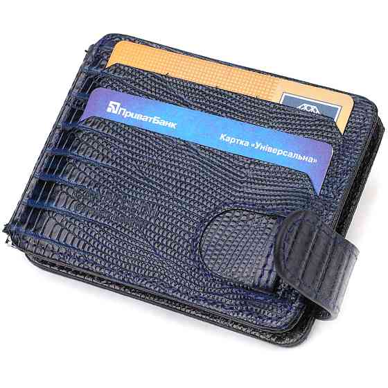 Фактурний чоловічий затискач для грошей із натуральної шкіри з тисненням CANPELLINI 21942 Синій Київ