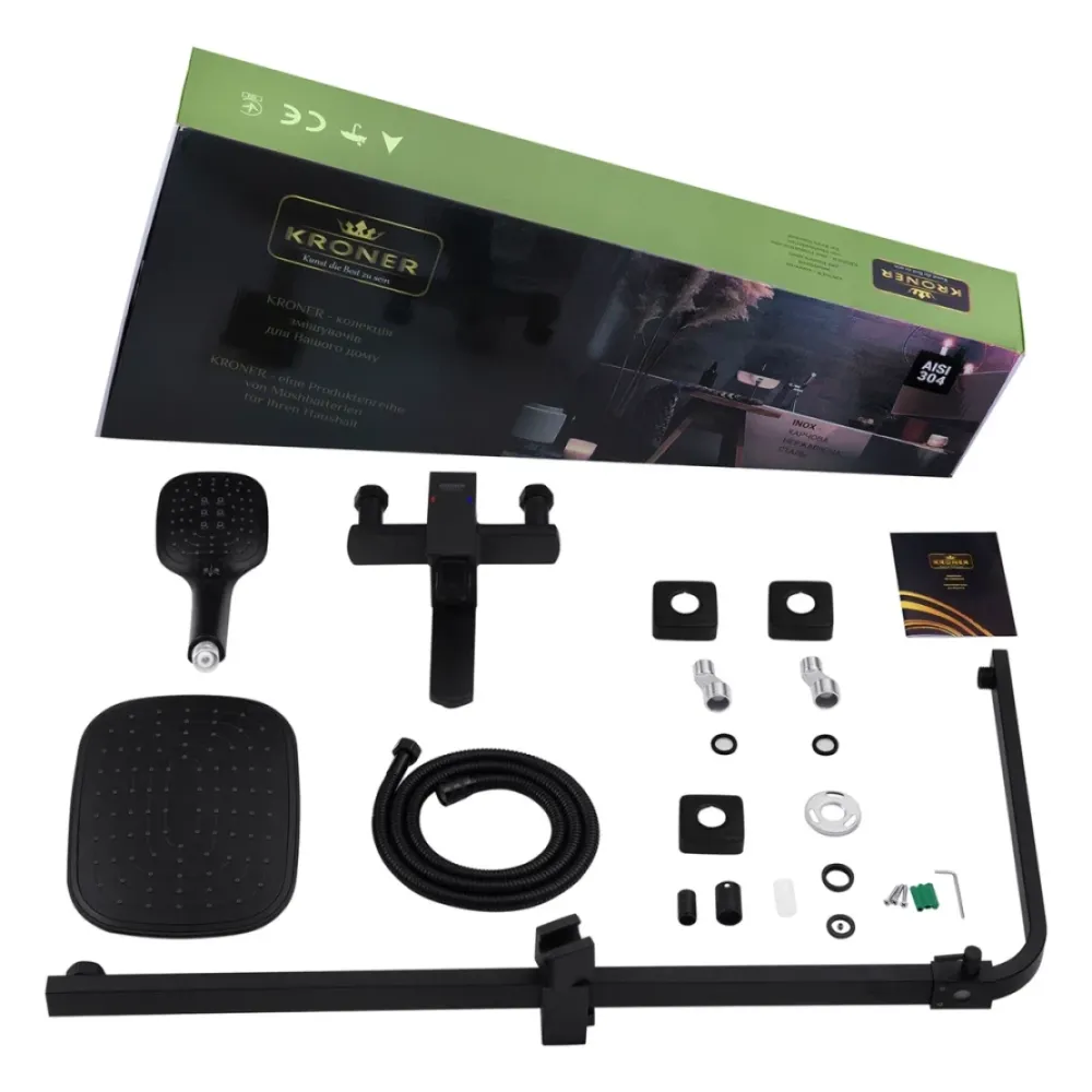 Душевая система для ванны Kroner KRP Edelstahl Kubus - SCH063 черный Киев - изображение 10