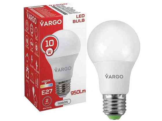 Лампа светодиодная 10W E27 4000K A60 220V (V-110505) ТМ VARGO Киев