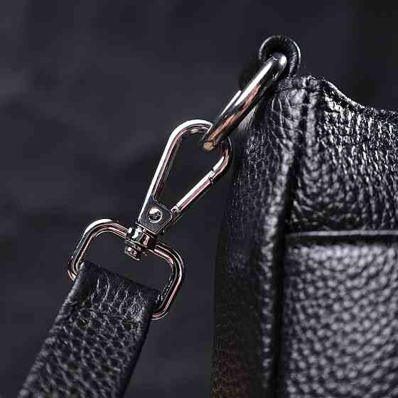 Елегантна сумка для жінок на три відділення з натуральної шкіри Vintage 22805 Чорний Київ