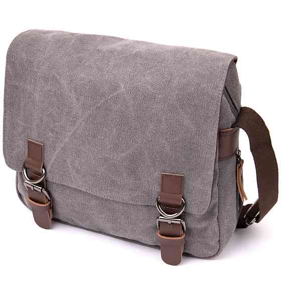 Сумка почтальонка текстильна Vintage 20605 Сіра Київ