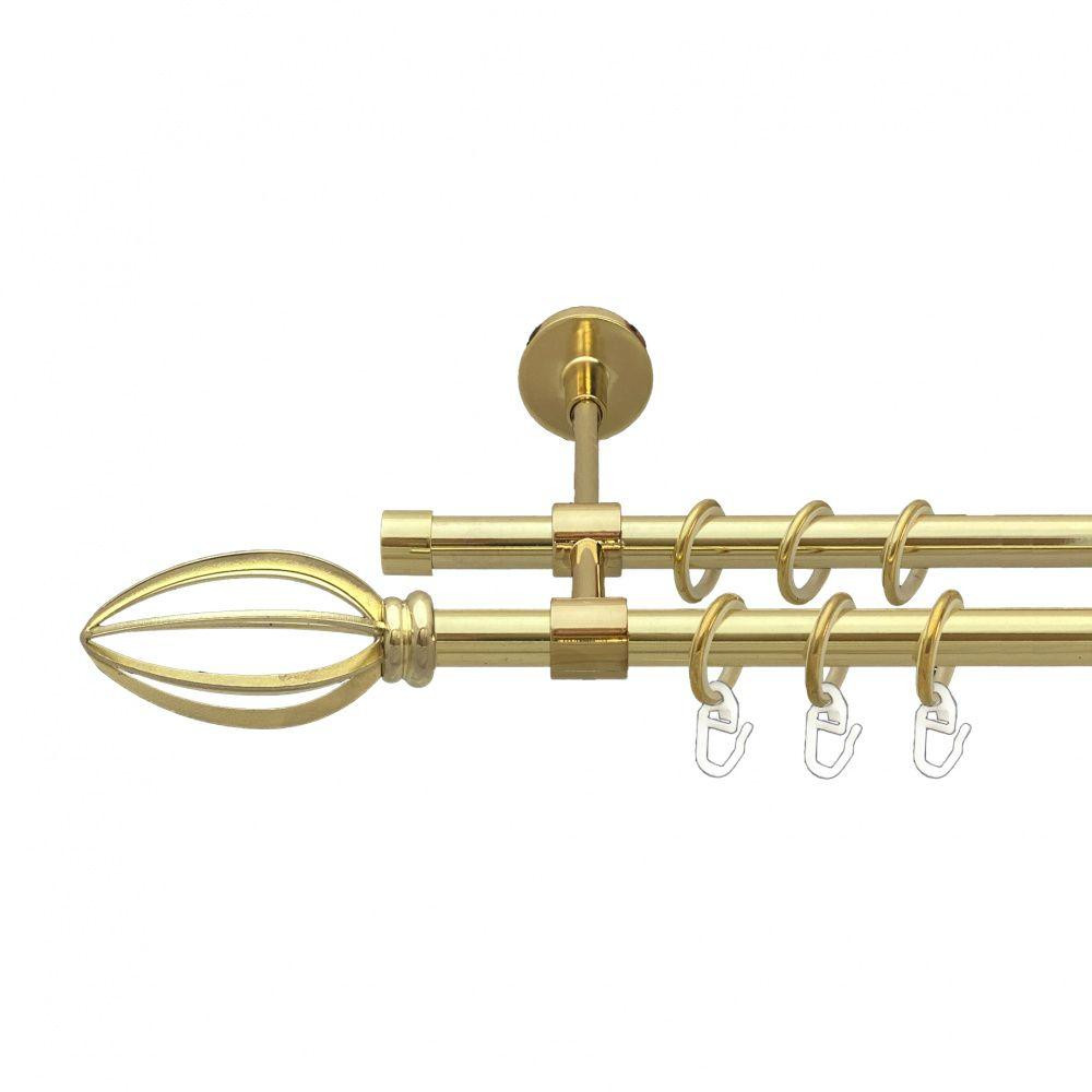 Карниз Orvit Пантеон металевий дворядний закритий гладка труба кільце металеве Золото 16\16 мм 240 см (00-00014573) Львів - фото 1