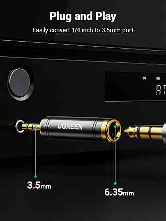 Перехідник 3.5 на 6.35 (6.5) мм UGreen AV168 HIFI Audio 60711 (Чорний) Николаев