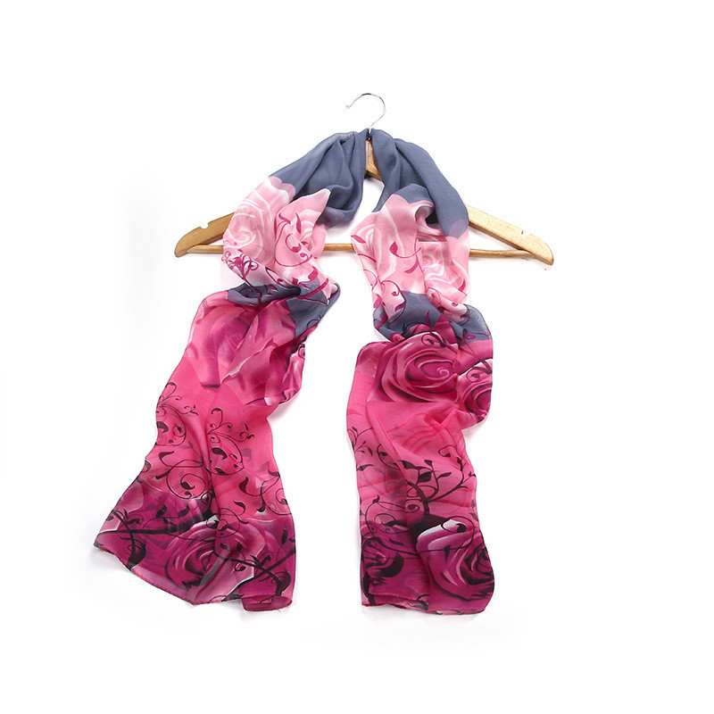 Шарф с розами шифоновый 145 на 48 см серо-розовый Киев - изображение 8