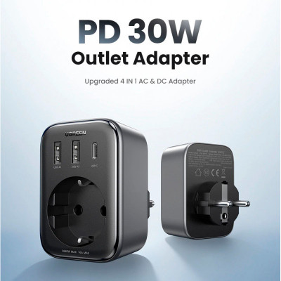 Зарядний пристрій Ugreen 3xUSB 30W Outlet Extender (2хUSB-A+USB-C) CD314 (90613) Вінниця - фото 2