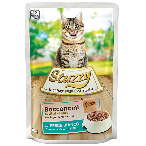 Stuzzy Cat White Fish ШТУЗИ БЕЛАЯ РЫБА в желе консервы для котов, влажный корм, пауч 85г Киев - изображение 1