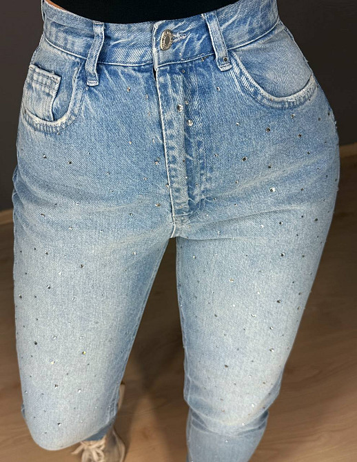 Джинси жіночі Its Basic 3077 MOM з розсипом камінців блакитні, блакитний, 42, 42, 80 см, 110 см Київ - фото 12