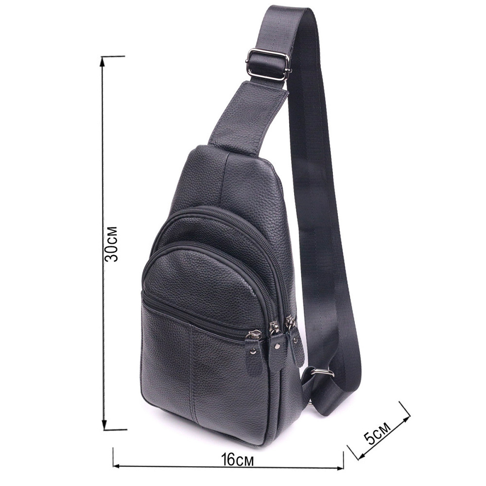 Современная мужская сумка через плечо из натуральной кожи 21307 Vintage Черная Киев - изображение 8