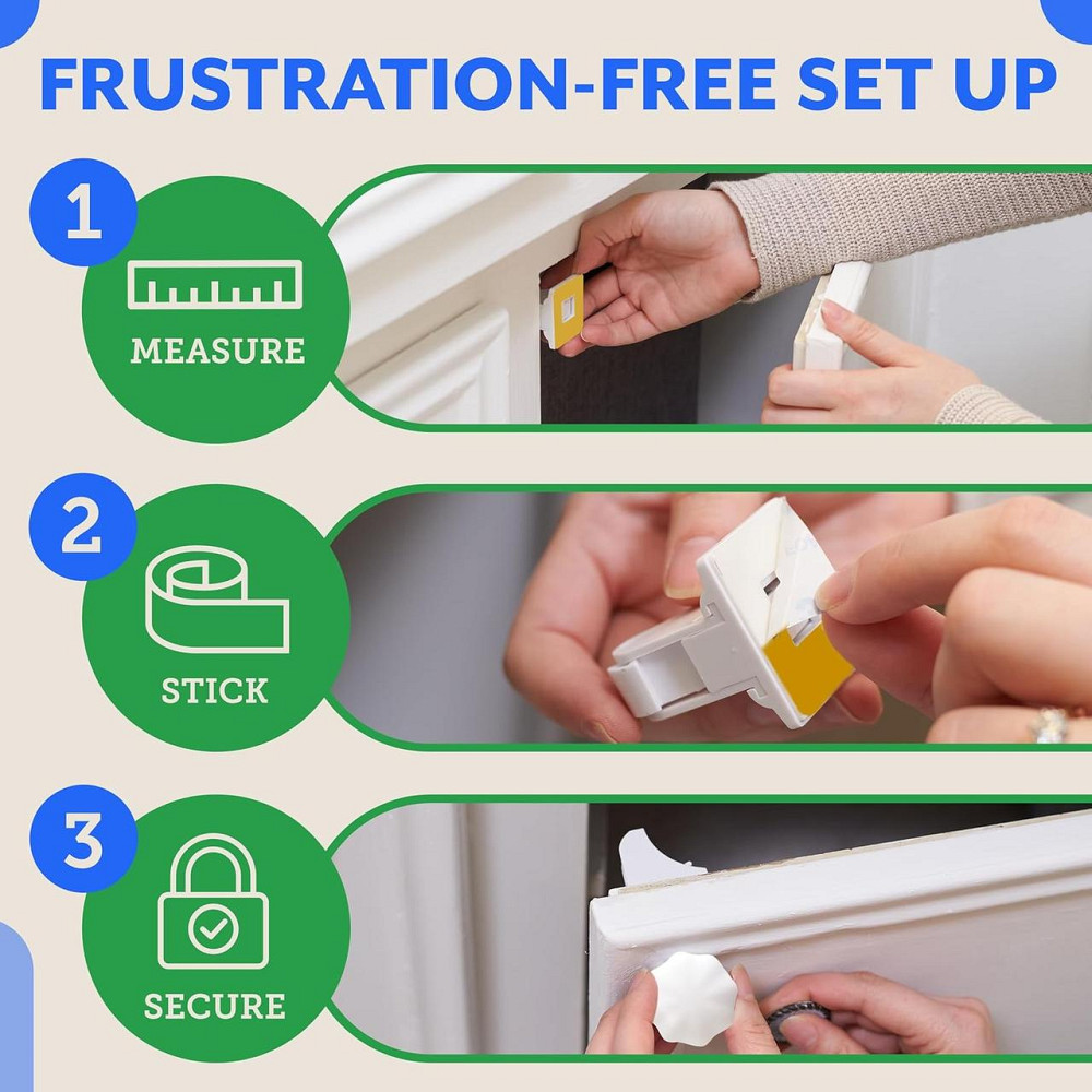 Магнитные замки для детской защиты набор 20 шт + 3 ключа, для шкафа, ящиков, без сверления, замок-блокиратор Киев - изображение 5