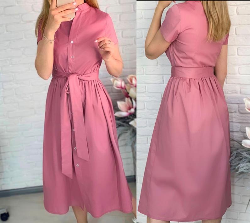 Довга котонова сукня на гудзиках "Lesley" оптом | Батал Київ - фото 1