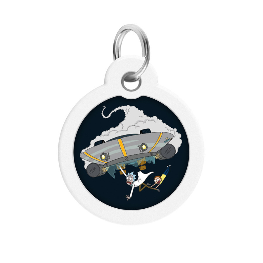 Адресник для собак і котів металевий WAUDOG Smart ID з QR-паспортом, малюнок "Рік і Морті 1", коло, Д 30 Вінниця - фото 2