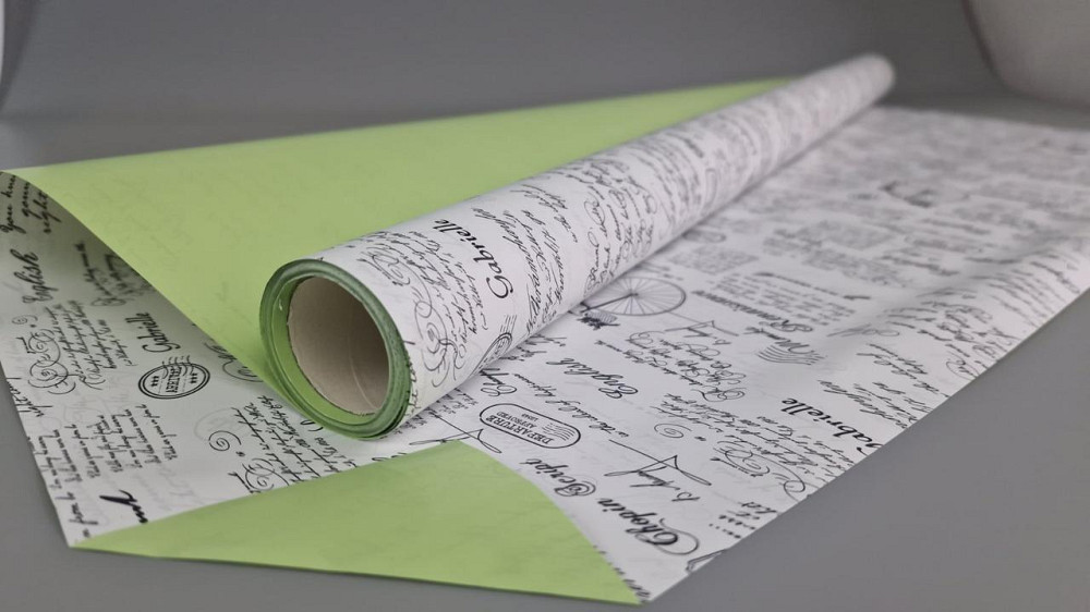 Плівка перлинна "Газета" для квітів 8 м газета біла + салатовий (67) (h660) No803 (1 шт.) Харків - фото 2