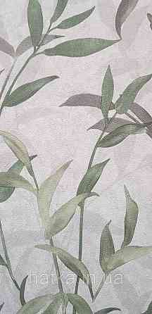 Обои виниловые на флизелине Sintra Adria метровые листья ветки бирюзовые зеленые серые на сером Киев