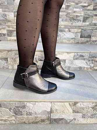 Жіночі черевики 218 срібні шкіра-сатин натуральна 36р. (1205) Коломыя