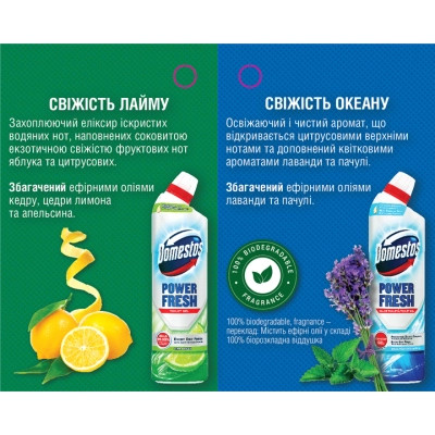 Засіб для чищення унітазу Domestos Aroma Power Свіжість океану 700 мл (8720182273406) Вінниця - фото 3