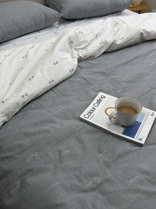 Ecotton Комплект постільної білизни Ecotton полуторний 150х215 см сіра Полоса 21205 Коломыя - изображение 4