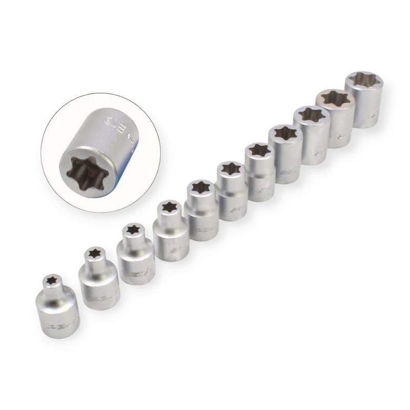 Набір головок TORX 3/8" 11 шт., E6-E20 CrV плоский зріз (планка) Мукачево - фото 3