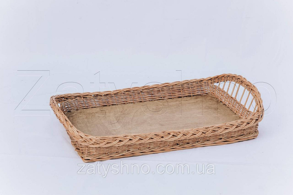 Великий плетений таця | таця з лози великий | таця плетена з лози з кіскою Київ - фото 7
