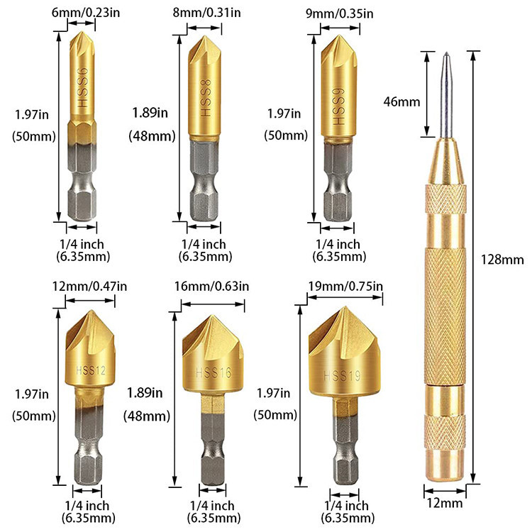 Набор зенковок 6 шт для дерева, пластика и металла Киев - изображение 4
