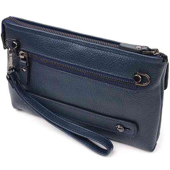 Чоловічий клатч з натуральної шкіри Синій (CANPELLINI) Київ