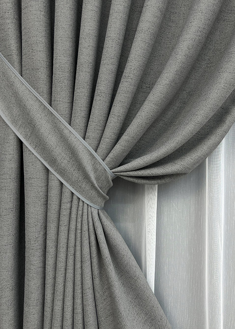 Комплект штор VR-Textil TWEED_V 150х270 2шт и Тюль 400х270 1918ш-1153т Серый с белым 71-148/3 Киев - изображение 4