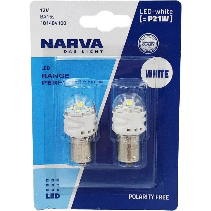 Комплект світлодіодних ламп NARVA 18148B2 P21W LED Range Performance 12V BA15s WHITE 6000K (2 шт) Харків - фото 1