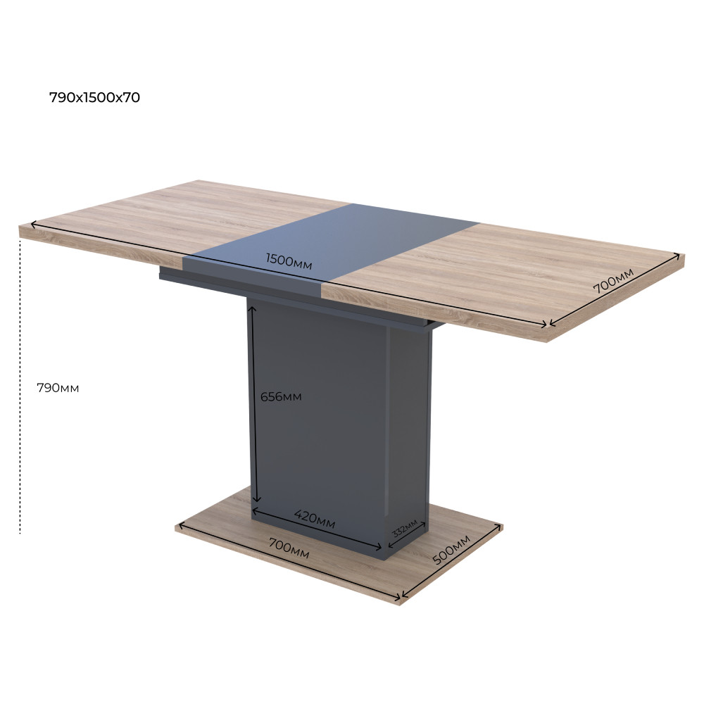 Столовый стол Doros Бостон 150х70х79 см Дуб cонома/Графит (DRS-011337) Львов - изображение 7