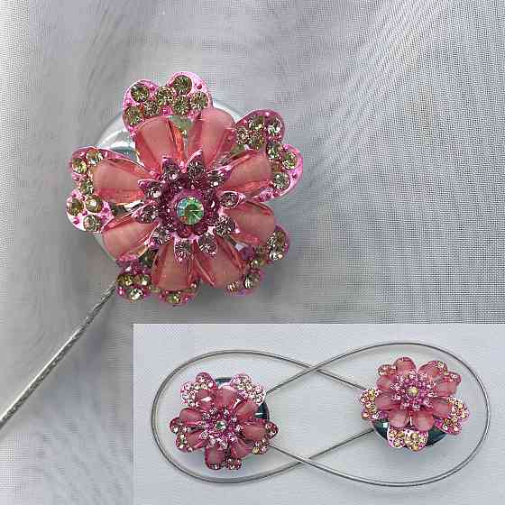 Магніти для штор та гардин "Flowers" набір 2 шт Рожевий (81-225) Київ