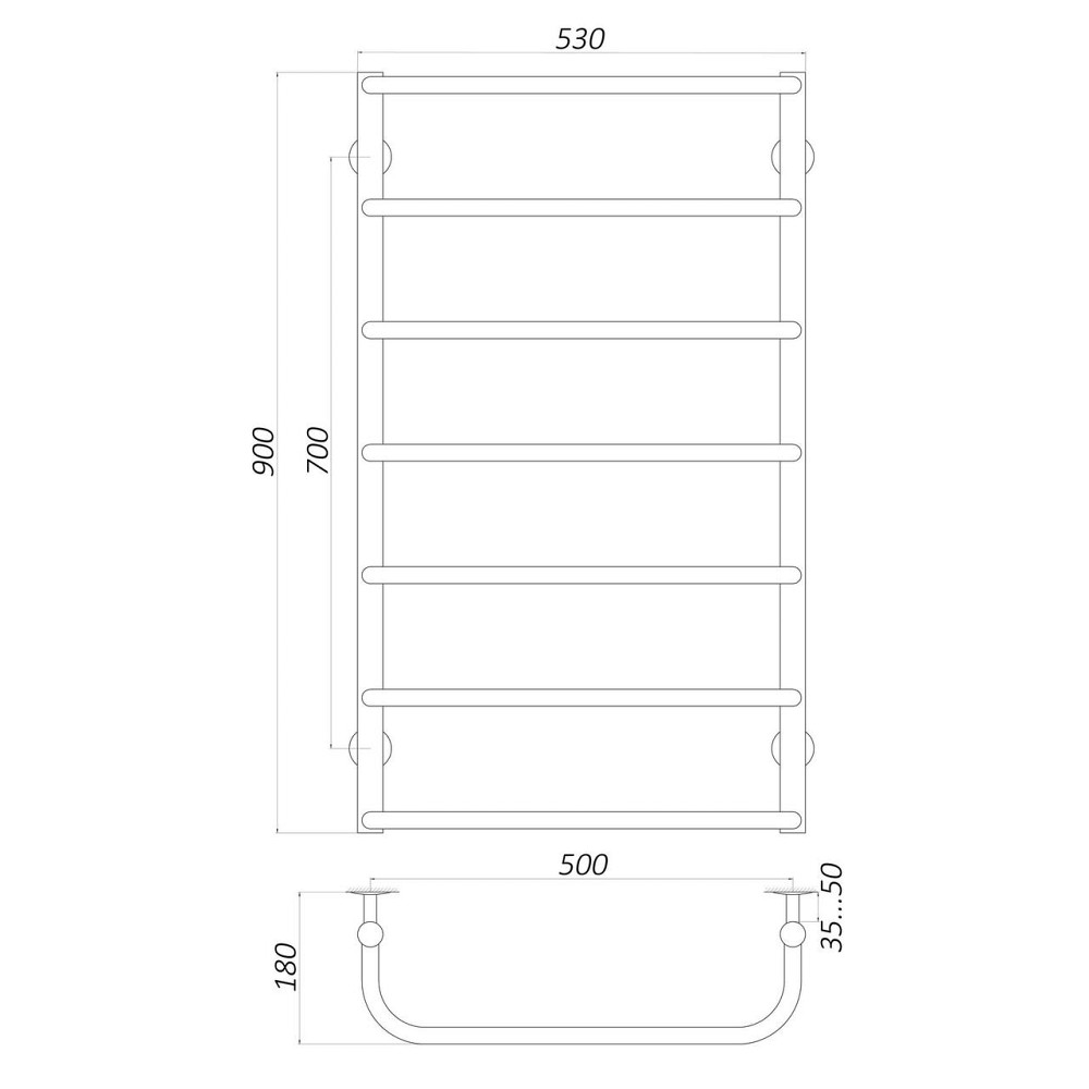 Рушникосушарка UNIO LS W 900-500-7 Драбинка Скоба вода (000020883) Київ - фото 4
