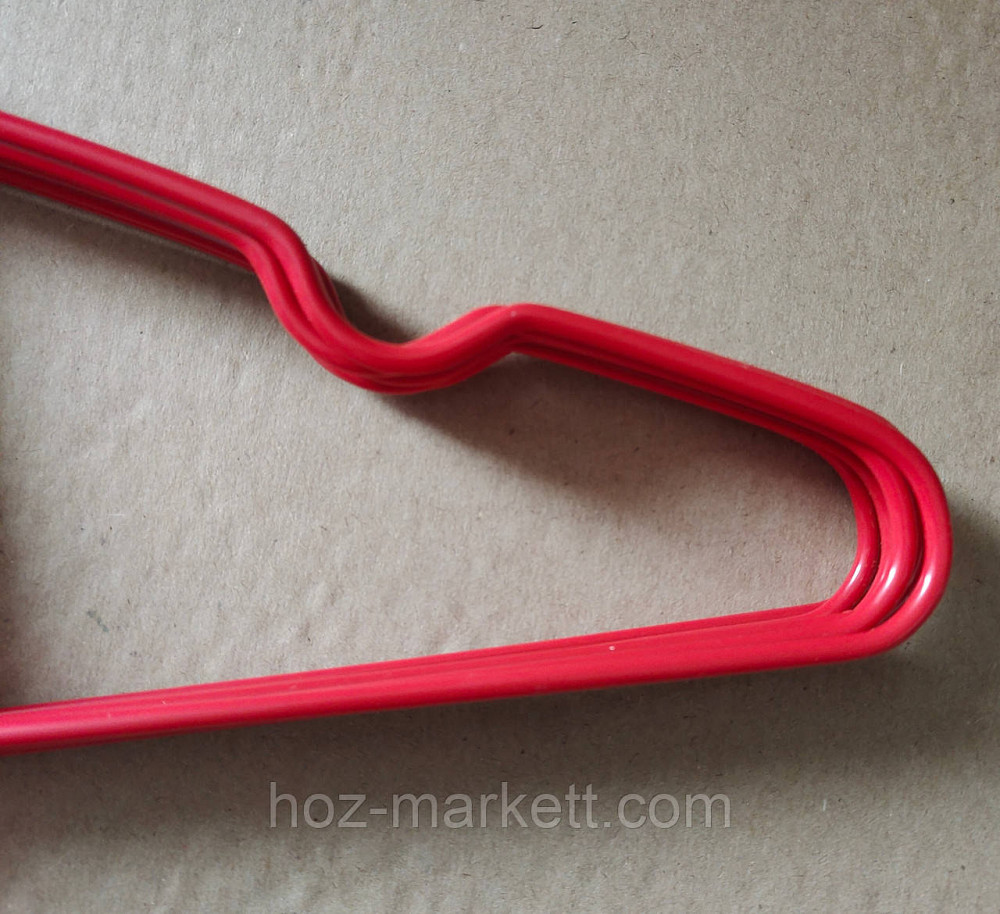 Вішалки плічка тремпл червоні металевий у силіконовому покритті з хромованим гачком тонкий 8 шт. у пап Харків - фото 3