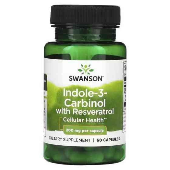 Індол-3-карбінол з ресвератролом Swanson Indole-3-Carbinol with Resveratrol 200 mg/5 mg, 60 капсул Луцьк