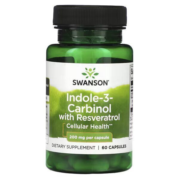 Індол-3-карбінол з ресвератролом Swanson Indole-3-Carbinol with Resveratrol 200 mg/5 mg, 60 капсул Луцьк - фото 1