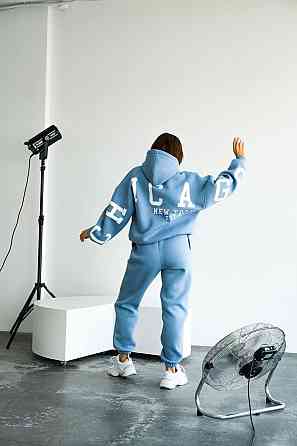 Женский стильный повседневный костюм Chicago с двойным капюшоном Голубой, 42/46 Одесса