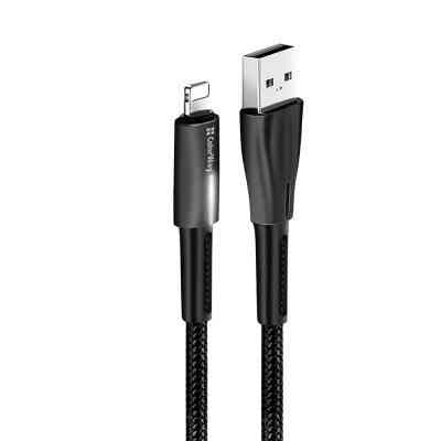 Дата кабель USB 2.0 AM to Lightning 1.0m zinc alloy + led black ColorWay (CW-CBUL035-BK) Винница