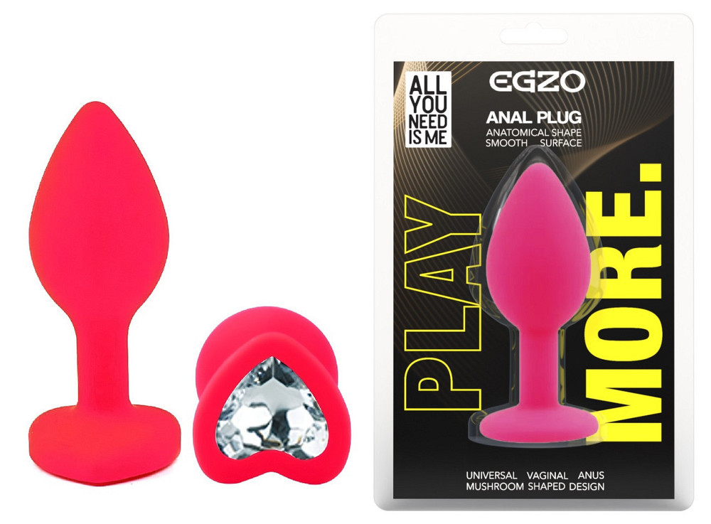Силиконовая анальная пробка EGZO - Silicone Pink Heart Plug Clear, size S Sex Aura Киев - изображение 1