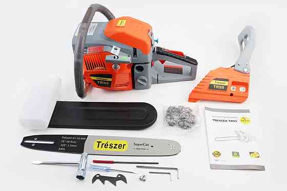 Бензопила TRESZER TRS5 45cc (2,8кВт. шина 15", ланцюг 325-1,5-64зв. квад. зуб) з підкачуванням, плавний пуск Київ