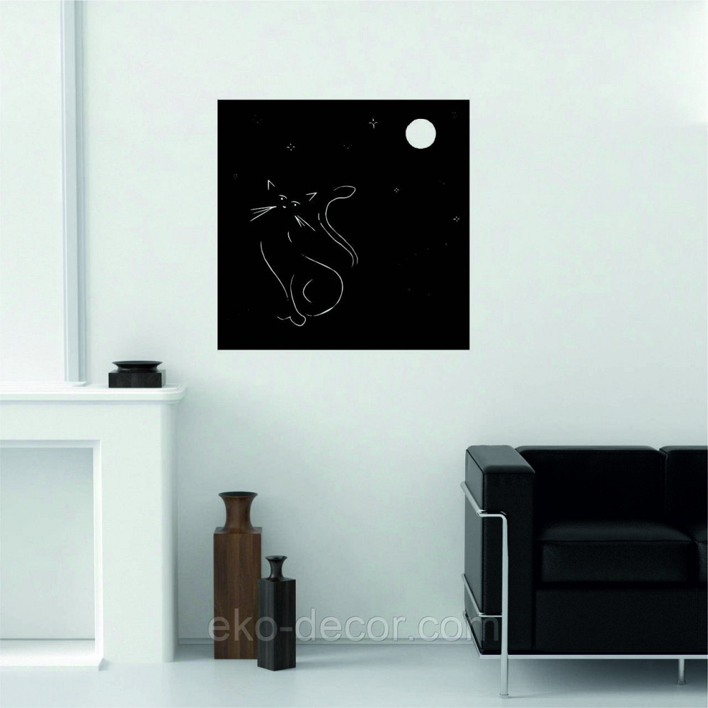 Декоративное настенное 3D Панно «Кот» Декор на стену с объемом 90*90 см, Черный Киев - изображение 4