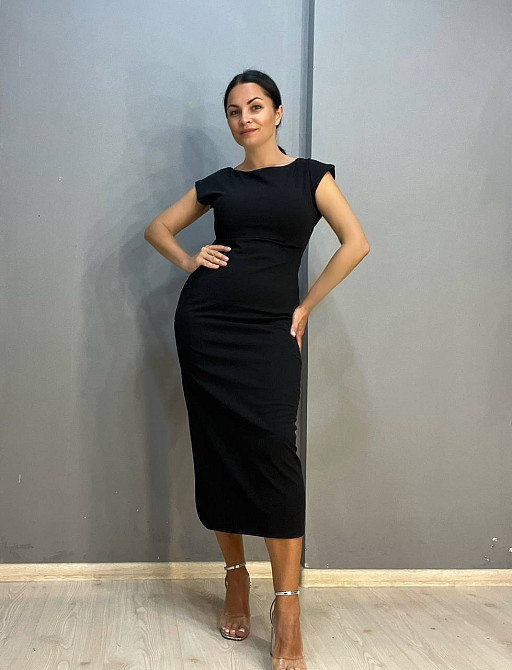 Сукня жіноча 0307 довга з розрізом без рукавів чорна, чорний, S Київ - фото 1