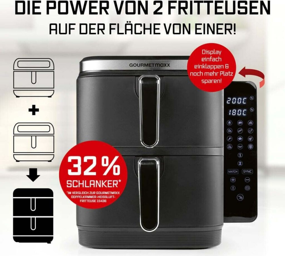 Подвійна аерофритюрниця GOURMETmaxx FryUp 15472 на 10 л / 2800 Вт Луцк - изображение 3