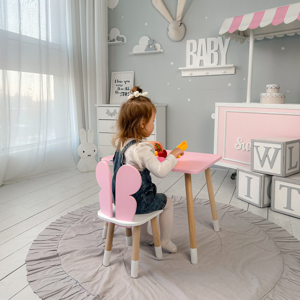 Рожевий стіл і стілець для дівчинки "Метелик" Київ - фото 8