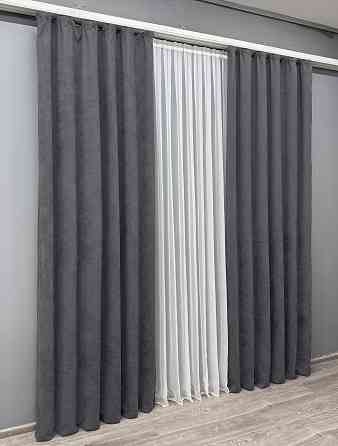 Комплект готових штор VR-Textil Мікровелюр Petek YL № 1706ш Графітовий 100х295 см 2 шт (31-796) Київ