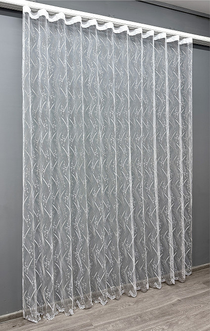 Тюль VR-Textil 1583т Фатин з вишивкою та люрексом Білий з сріблястим 200х240 см (42-0893) Київ - фото 3