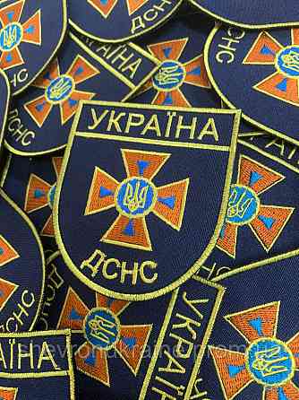 Шеврон ДСНС УКРАЇНИ (Форма щит. На липучці) Розмір 9x8см Київ