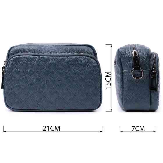 Стильная женская сумка прошитая ромбами на лицевой стороне из натуральной кожи Vintage 22636 Синяя Киев