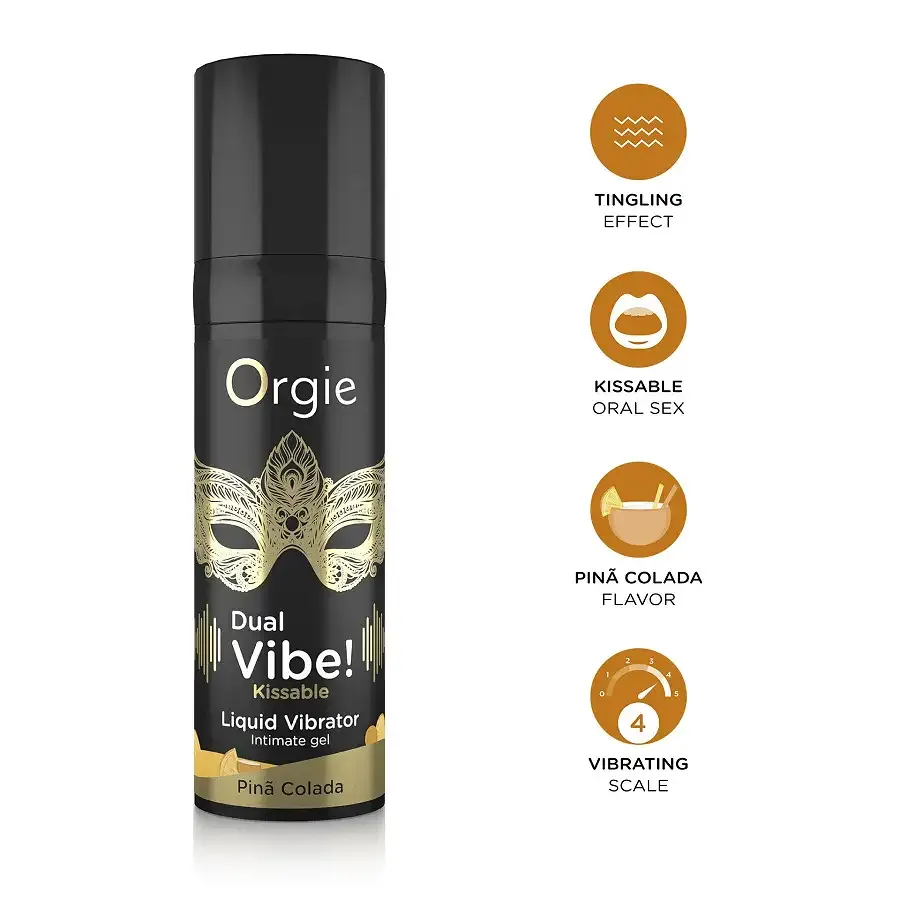 Рідкий вібратор Orgie - Dual Vibe! Pina Colada Kissable Liquid Vibrator (15 мл) Львів - фото 3