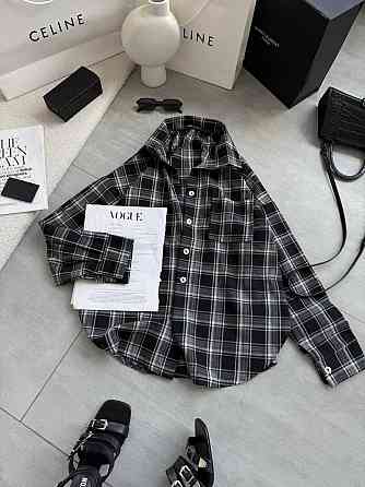 Женская стильная оверсайз рубашка в клетку фланель 100% коттон Одесса