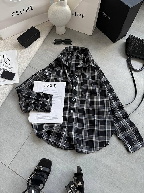 Женская стильная оверсайз рубашка в клетку фланель 100% коттон Одесса - изображение 4
