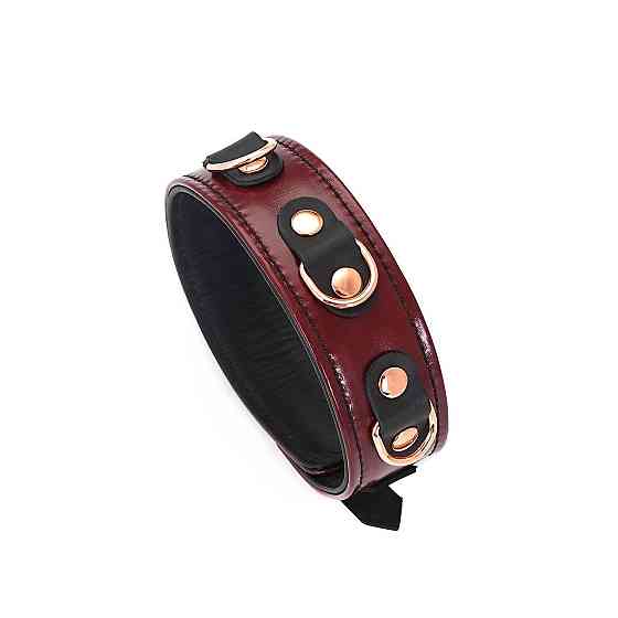 Шкіряний нашийник з повідцем Liebe Seele Wine Red Collar and Leash, 3 кільця для кріплення Sex Aura Київ