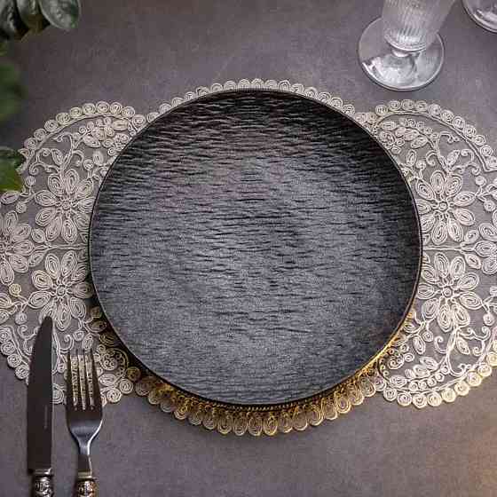 Тарілка сервірувальна порцелянова 25 см чорна HP-7-727 Коломия